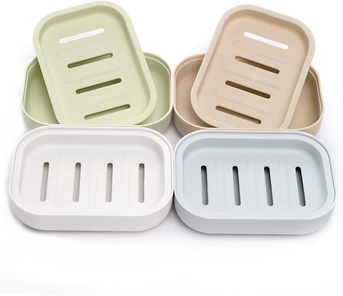 Four-Pack Plastic Double-Layer Draining Soap Holder