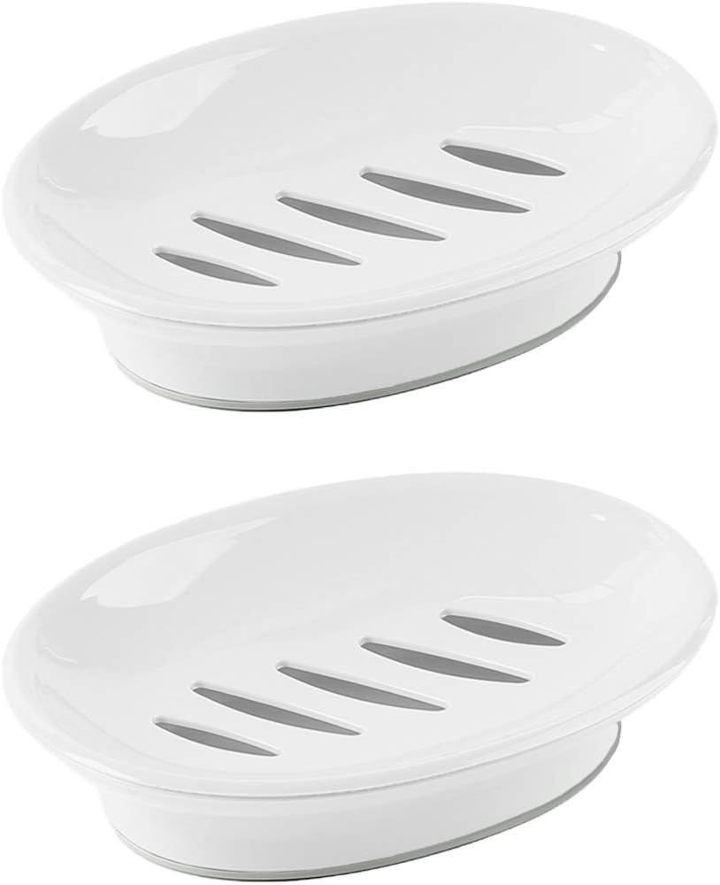 Two-Pack White Plastic Draining Soap Holder