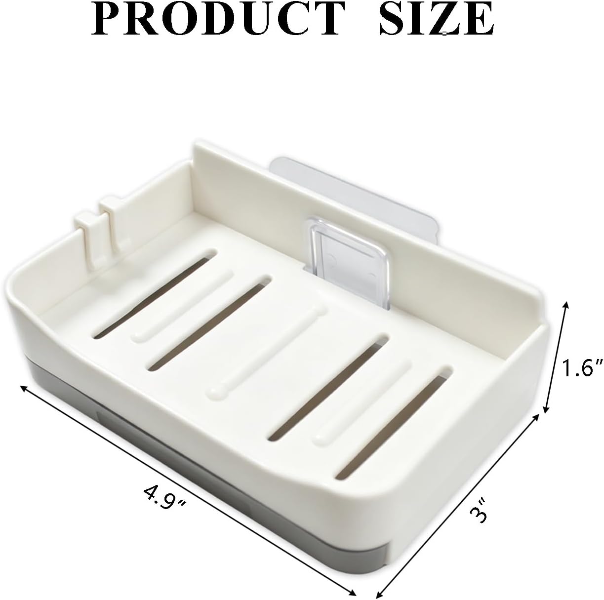 White Adhesive Soap Holder with Two Hooks - Image 2
