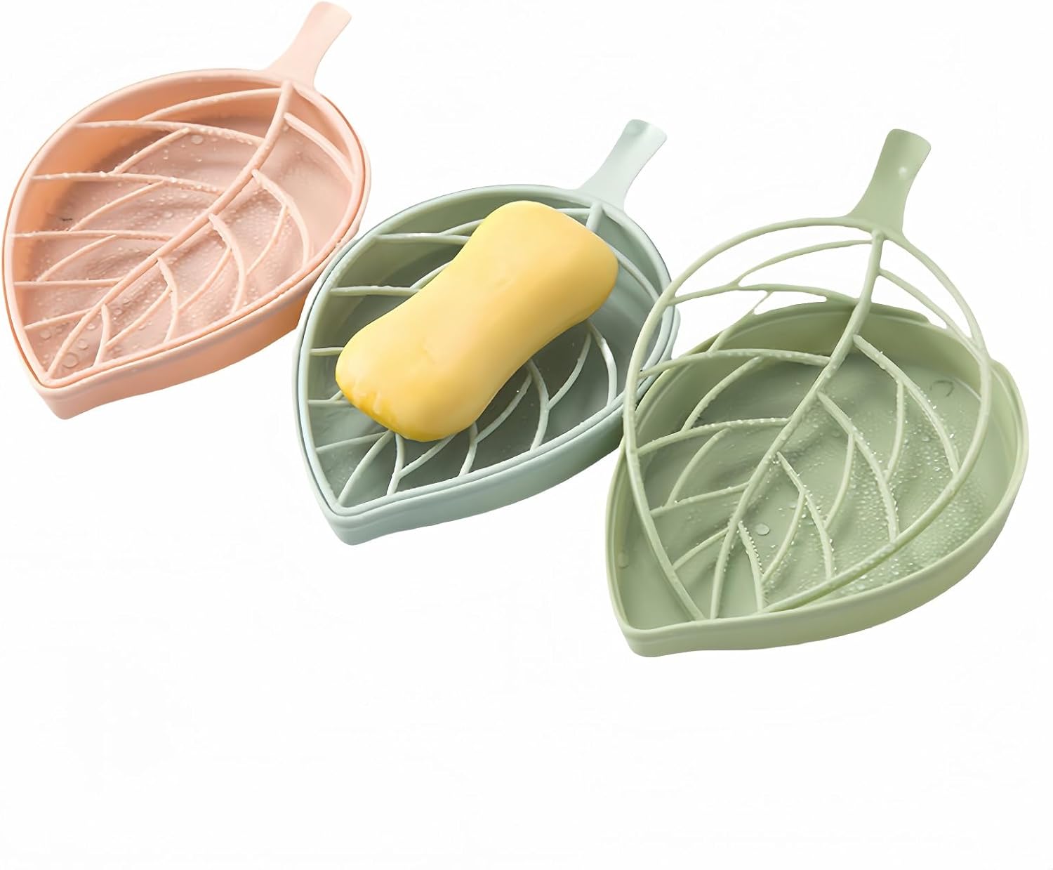 Leaf-Shaped Adhesive Wall-Mount Soap Drainage Rack