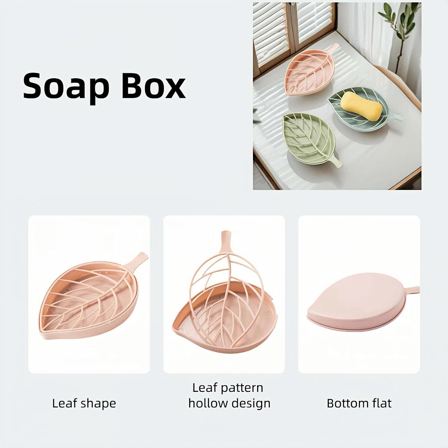 Leaf-Shaped Adhesive Wall-Mount Soap Drainage Rack - Image 2
