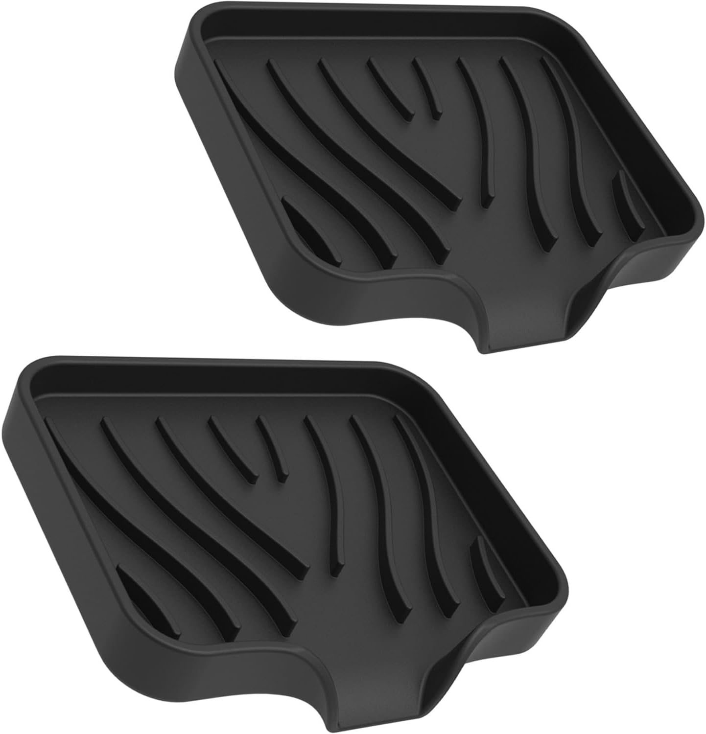 Two-Pack Black Silicone Self-Draining Soap Holder