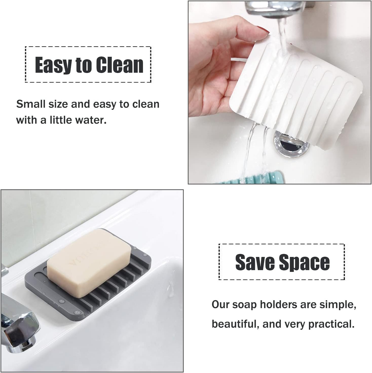 Three-Piece Silicone Self-Draining Soap Holder Set - Image 2
