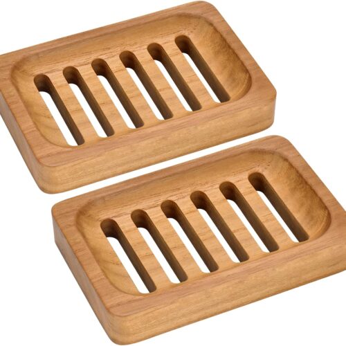Natural Teak Wood Self-Draining Soap Holder