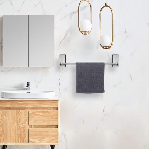 Self-adhesive bathroom towel bar