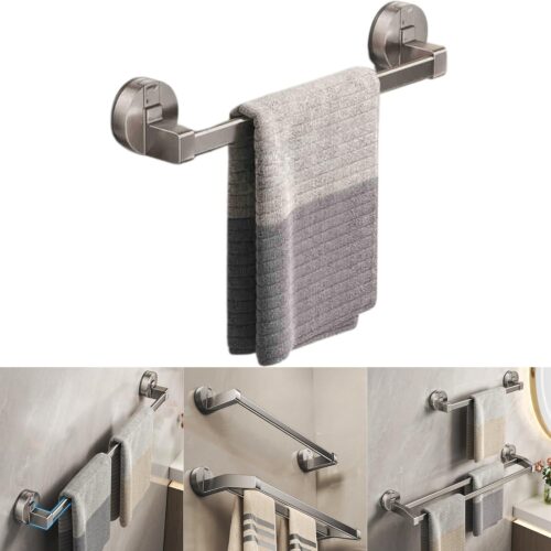 Suction-cup bathroom towel rack