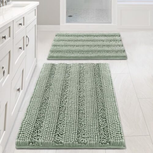 Two Thick Chenille Shaggy Bath Mats