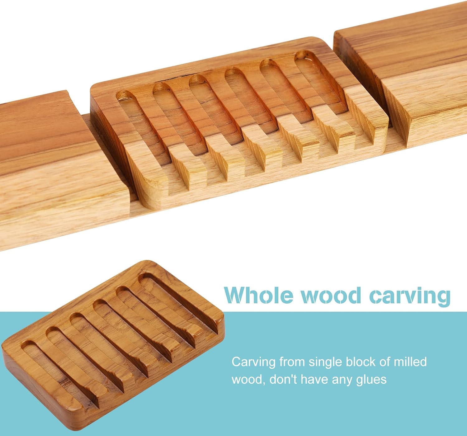 Teak Wood Slanted Waterfall Soap Holder - Image 2