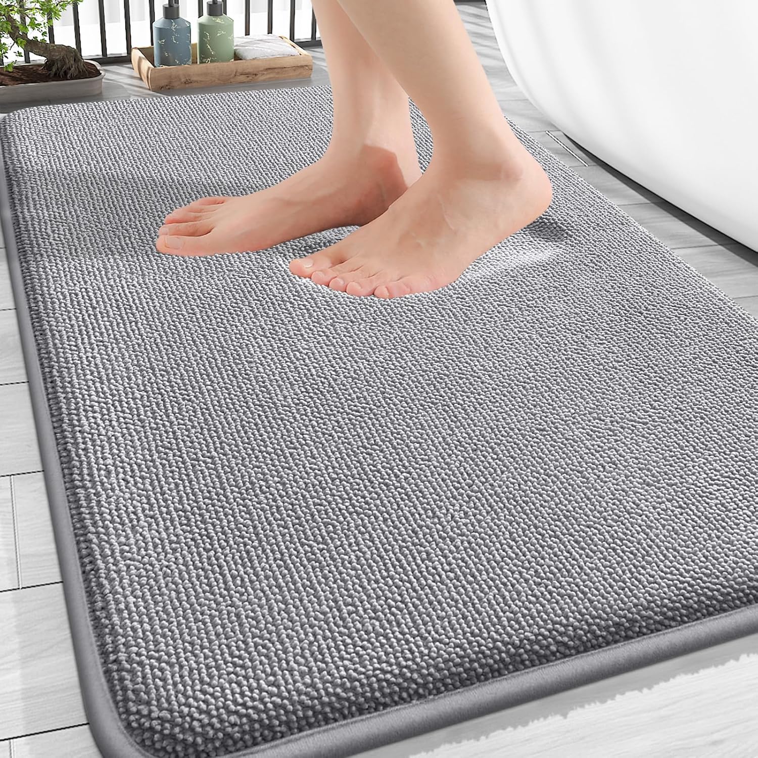 Thick Grey Memory Foam Bath Mat