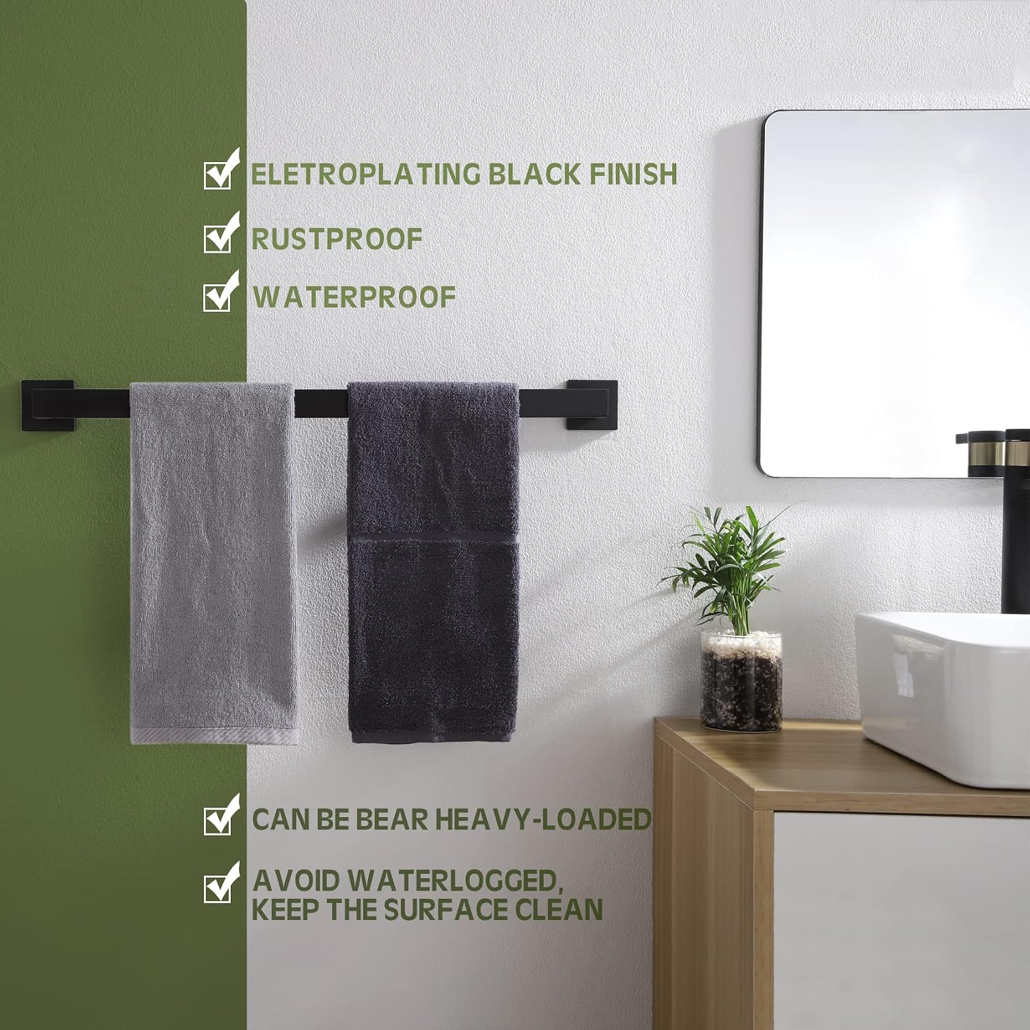Wall-mounted stainless steel towel bar - Image 2