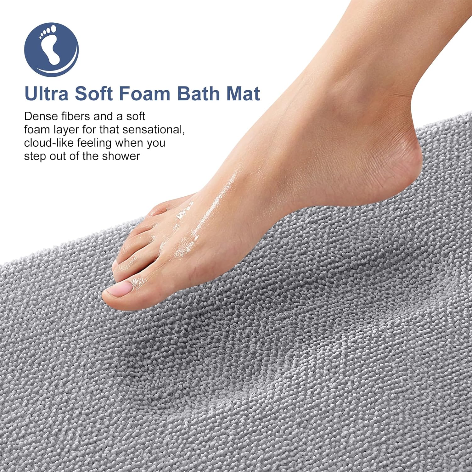 Thick Grey Memory Foam Bath Mat - Image 2