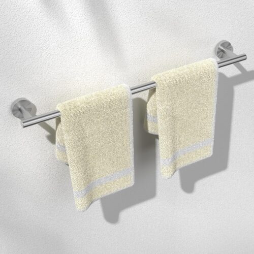 Brushed nickel bathroom towel bar