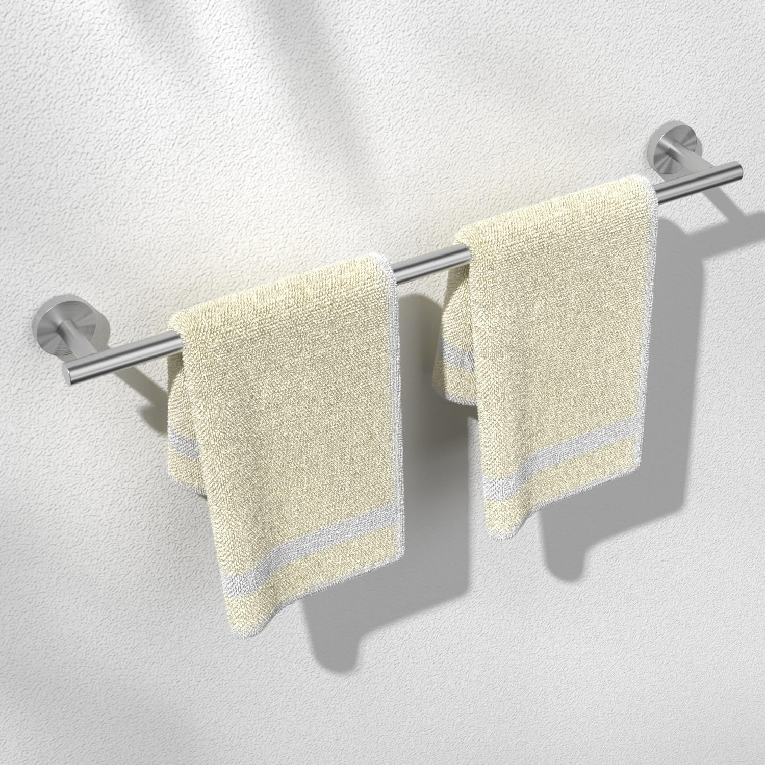 Brushed nickel bathroom towel bar