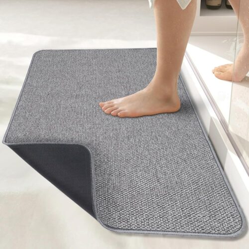 Grey Low-Pile Rubber Bath Non-Slip Mat